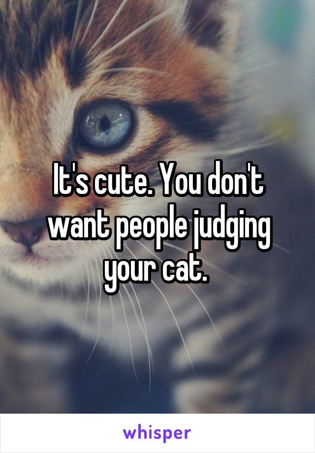 It's cute. You don't want people judging your cat. 