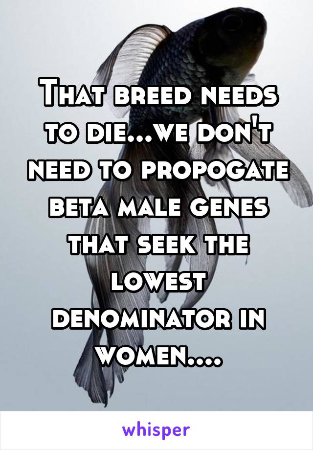 That breed needs to die...we don't need to propogate beta male genes that seek the lowest denominator in women....