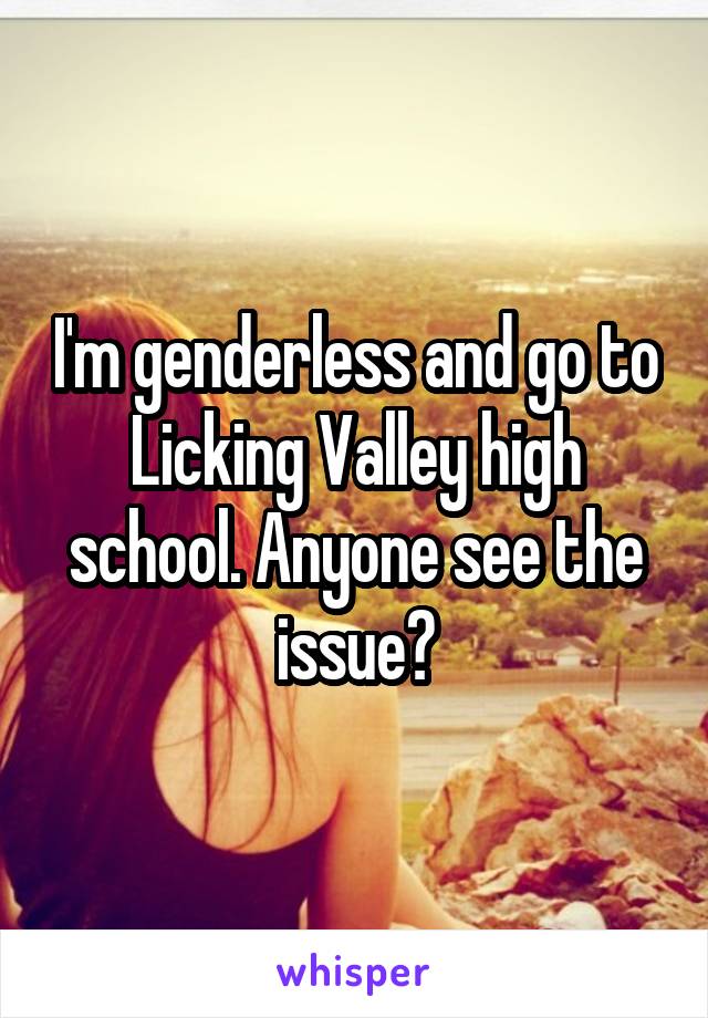 I'm genderless and go to Licking Valley high school. Anyone see the issue?
