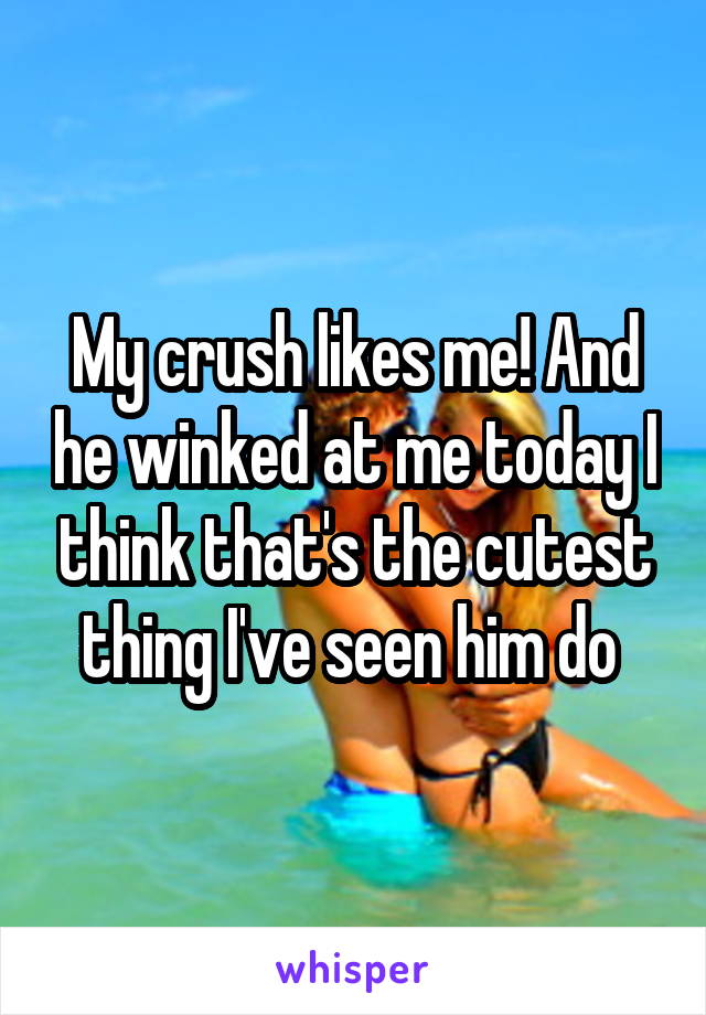 My crush likes me! And he winked at me today I think that's the cutest thing I've seen him do 