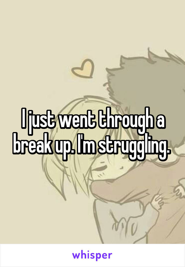 I just went through a break up. I'm struggling. 