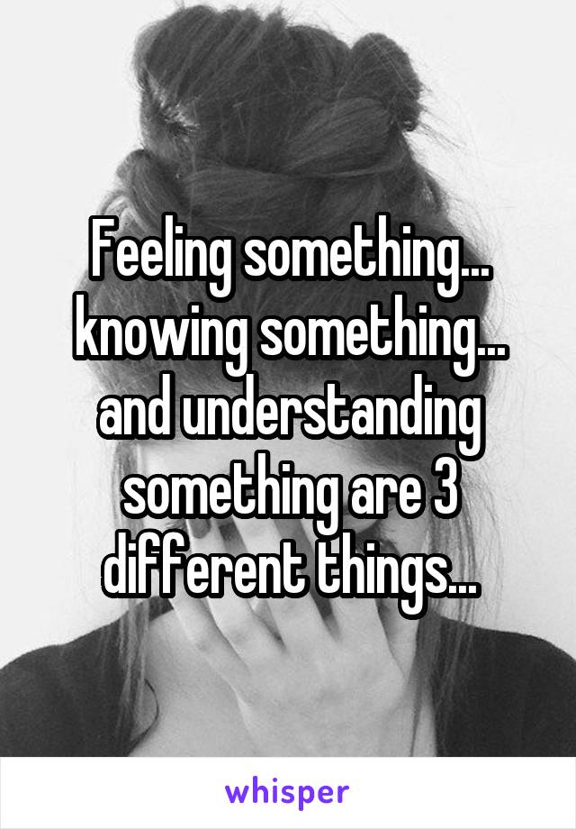 Feeling something... knowing something... and understanding something are 3 different things...