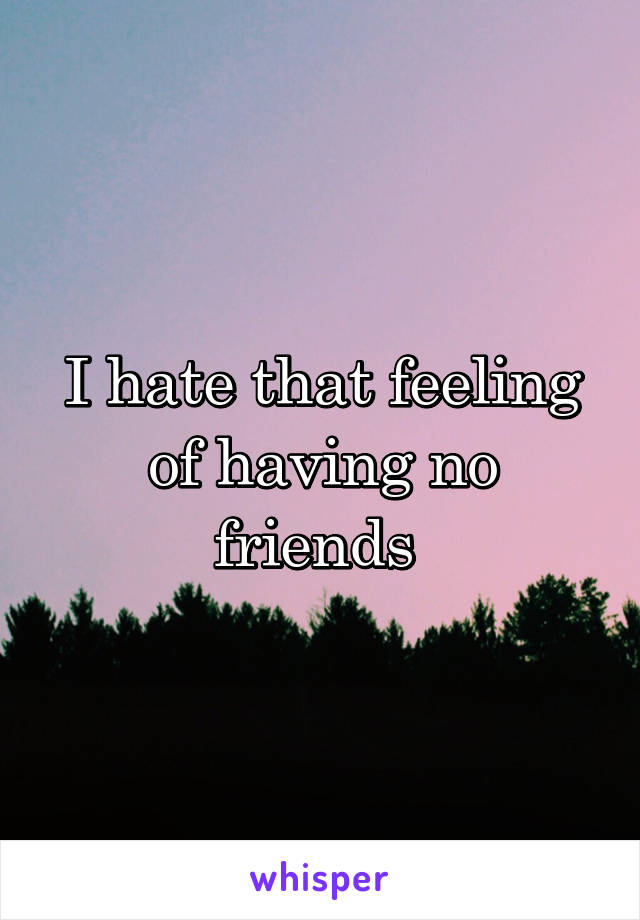 I hate that feeling of having no friends 