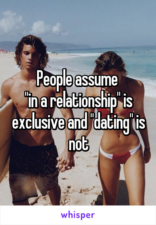 People assume 
"in a relationship" is exclusive and "dating" is not