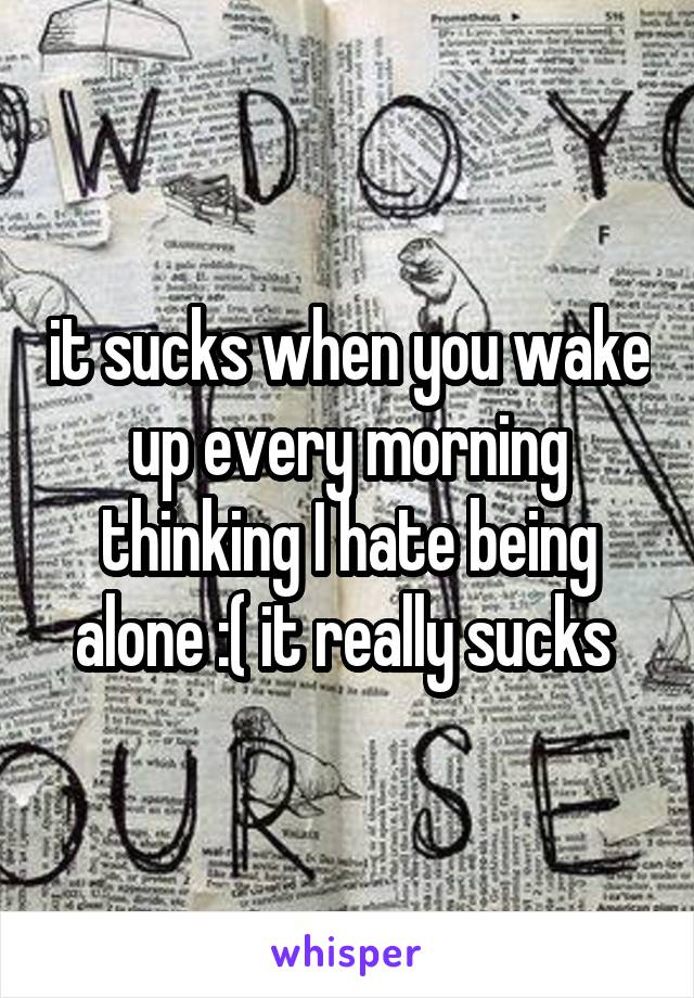 it sucks when you wake up every morning thinking I hate being alone :( it really sucks 