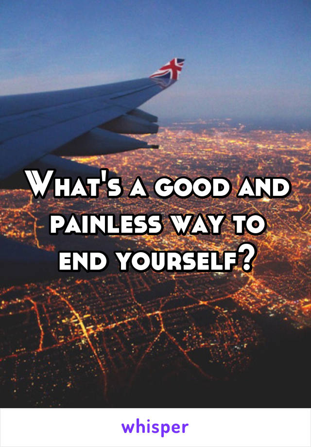 What's a good and painless way to end yourself?