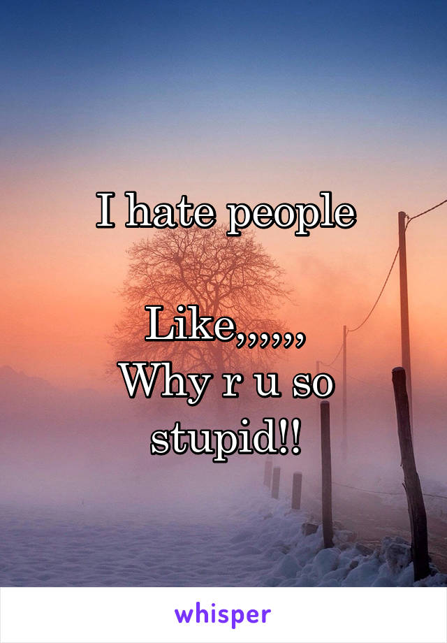 I hate people

Like,,,,,,
Why r u so stupid!!