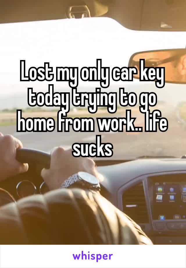 Lost my only car key today trying​ to go home from work.. life sucks