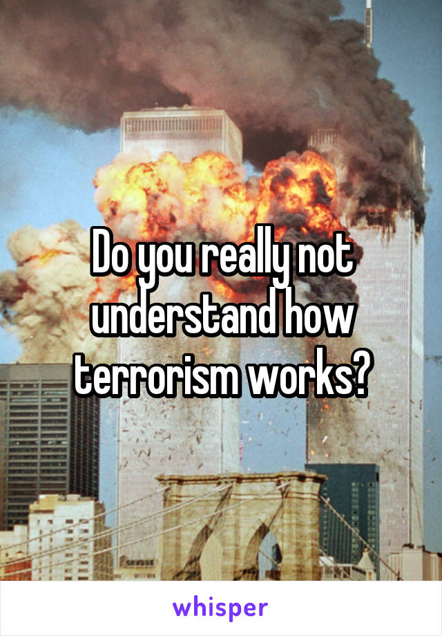 Do you really not understand how terrorism works?