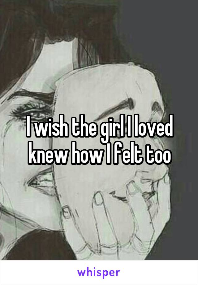 I wish the girl I loved knew how I felt too