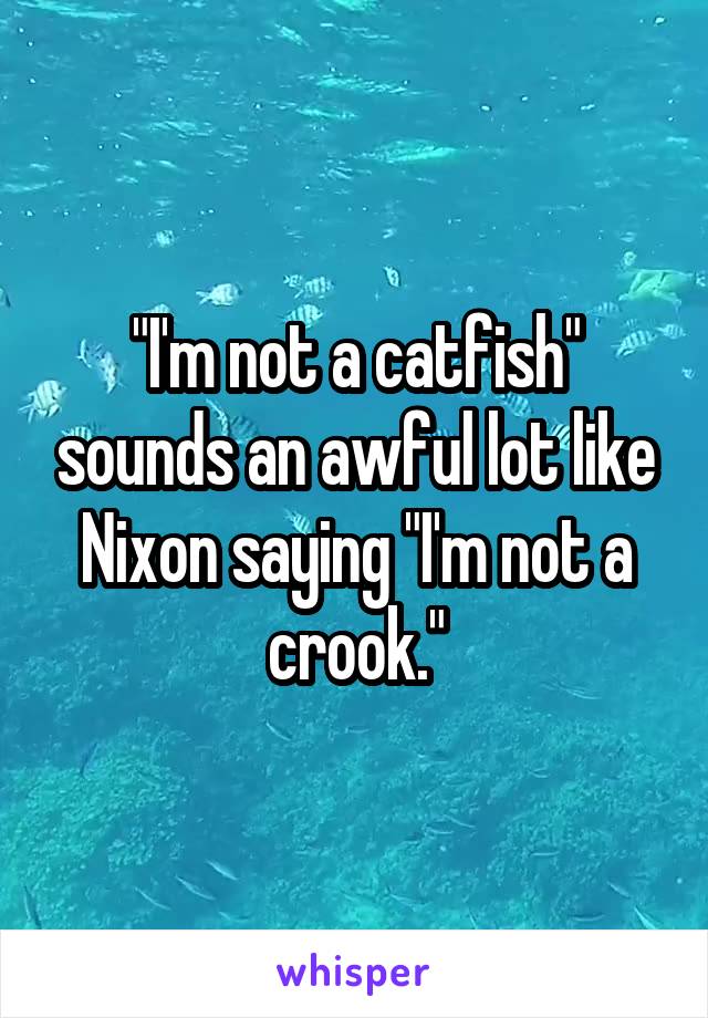 "I'm not a catfish" sounds an awful lot like Nixon saying "I'm not a crook."