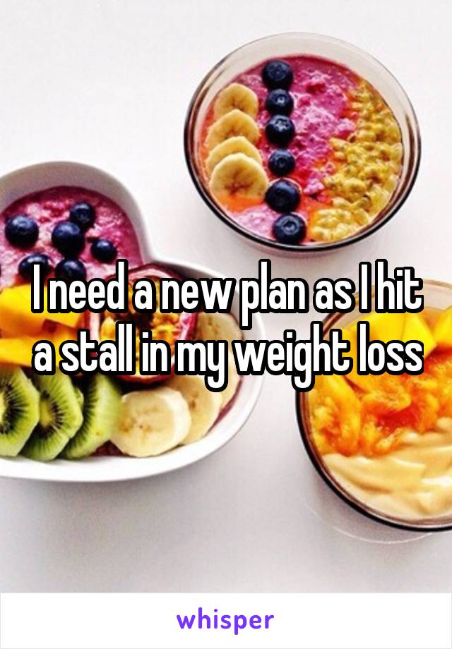 I need a new plan as I hit a stall in my weight loss