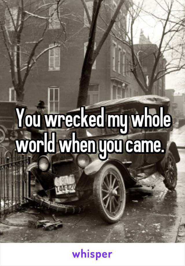 You wrecked my whole world when you came.  