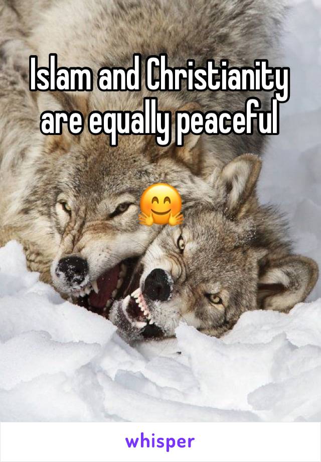 Islam and Christianity are equally peaceful

🤗