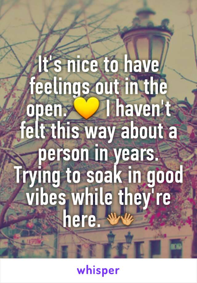 It's nice to have feelings out in the open. 💛 I haven't felt this way about a person in years. Trying to soak in good vibes while they're here. 👐