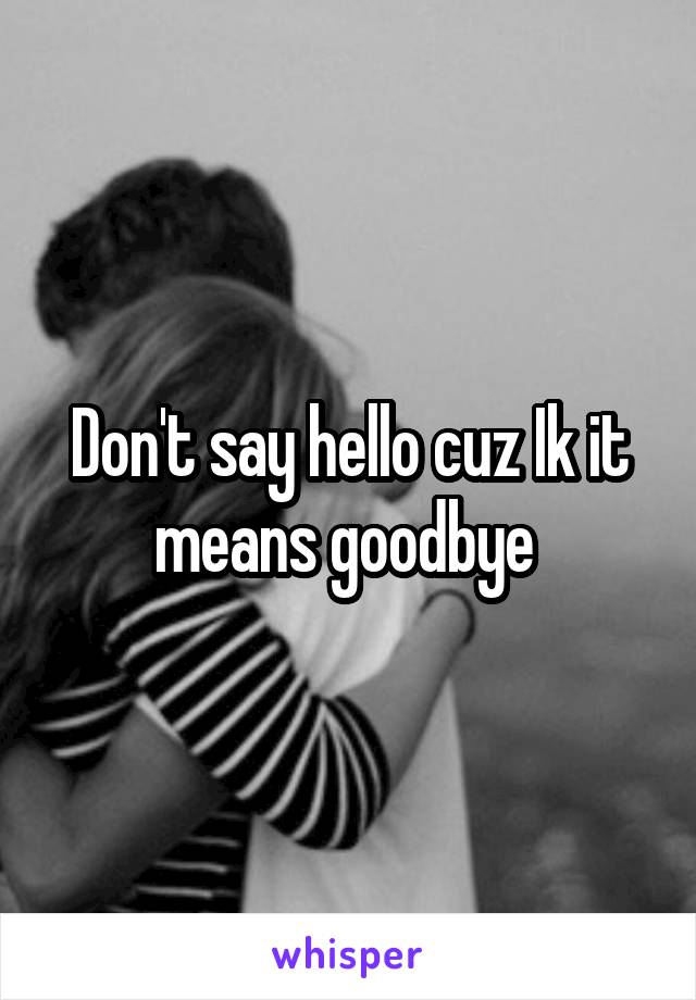 Don't say hello cuz Ik it means goodbye 
