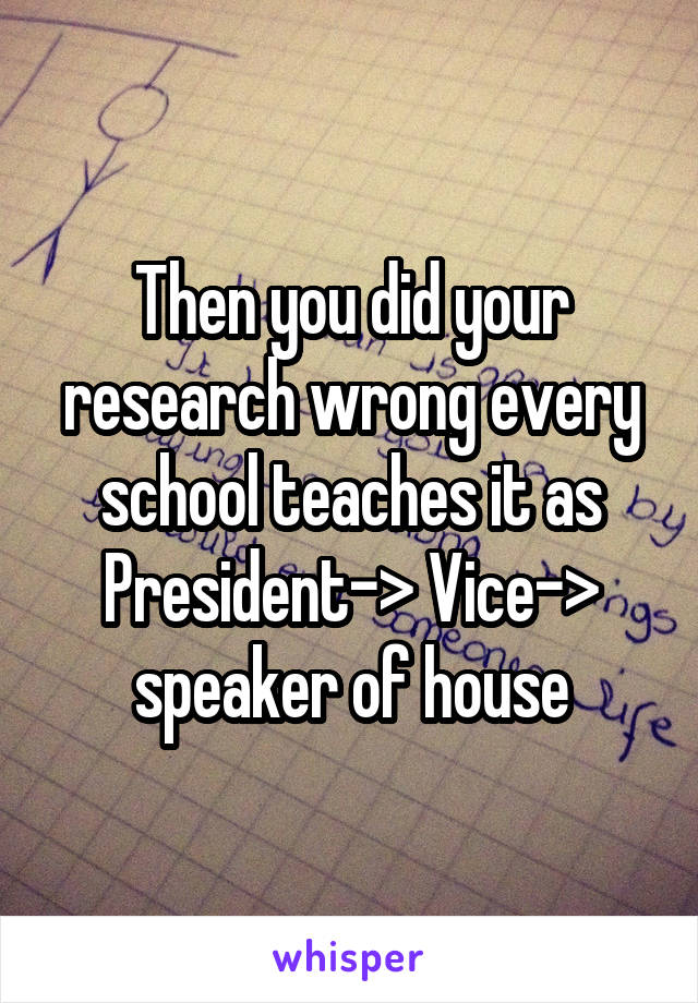 Then you did your research wrong every school teaches it as President-> Vice-> speaker of house