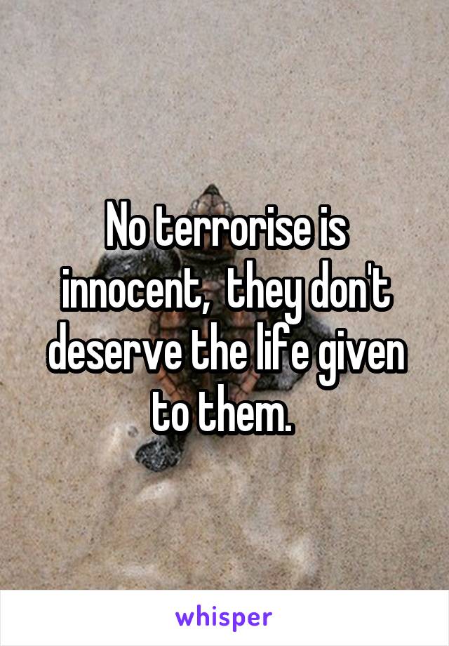 No terrorise is innocent,  they don't deserve the life given to them. 