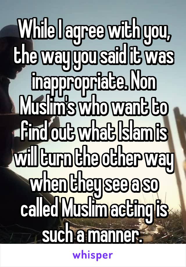 While I agree with you, the way you said it was inappropriate. Non Muslim's who want to find out what Islam is will turn the other way when they see a so called Muslim acting is such a manner. 