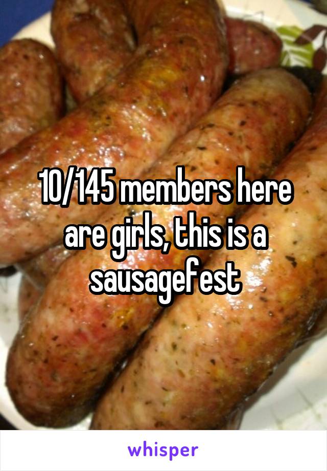 10/145 members here are girls, this is a sausagefest