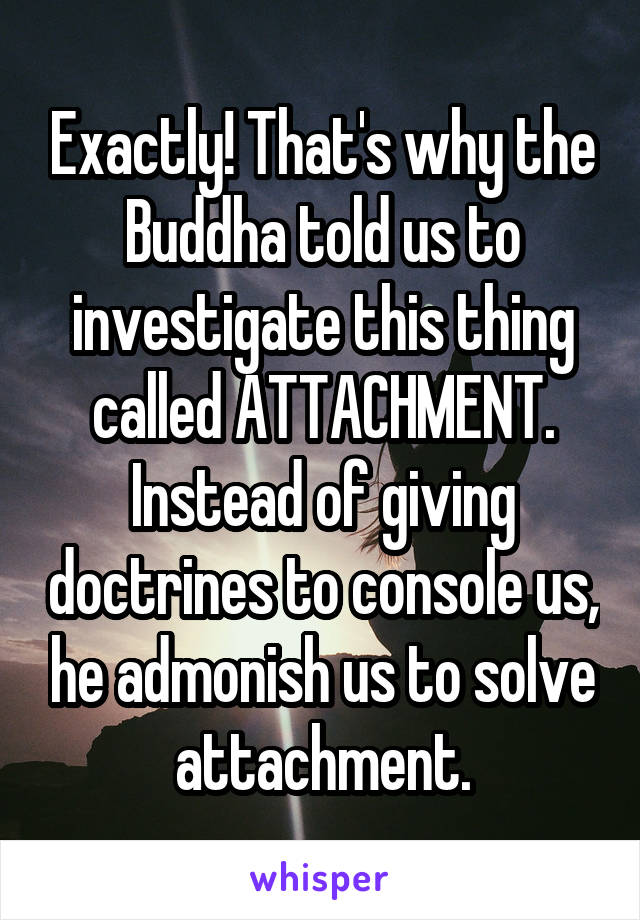 Exactly! That's why the Buddha told us to investigate this thing called ATTACHMENT. Instead of giving doctrines to console us, he admonish us to solve attachment.