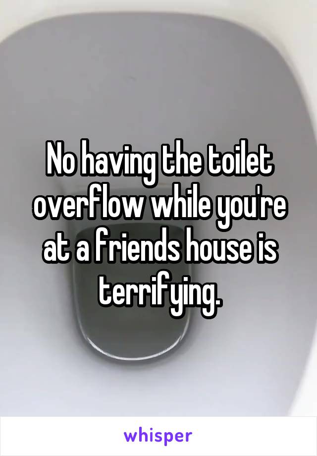 No having the toilet overflow while you're at a friends house is terrifying.