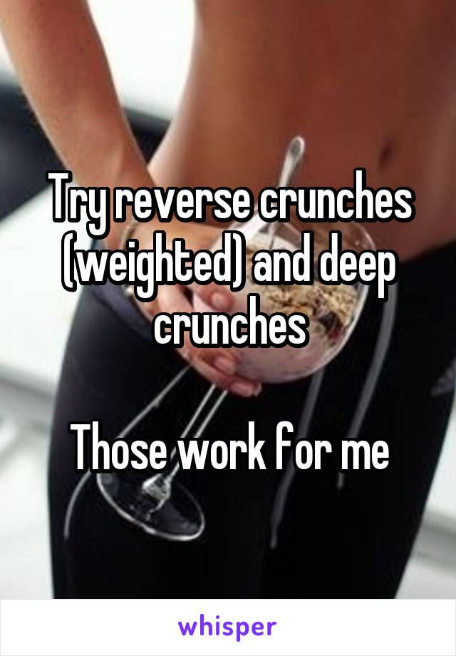 Try reverse crunches (weighted) and deep crunches

Those work for me
