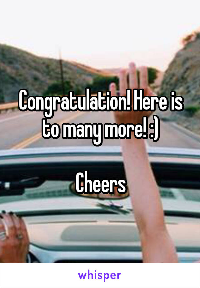 Congratulation! Here is to many more! :)

Cheers