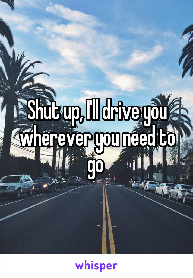 Shut up, I'll drive you wherever you need to go 