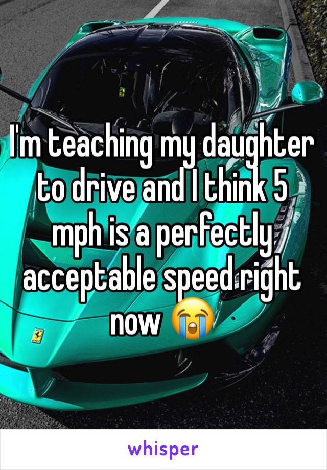 I'm teaching my daughter to drive and I think 5 mph is a perfectly acceptable speed right now 😭