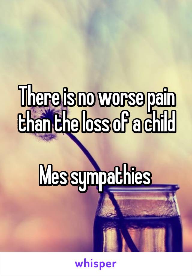 There is no worse pain than the loss of a child

Mes sympathies 