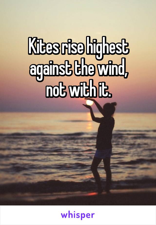 Kites rise highest against the wind,
not with it.



