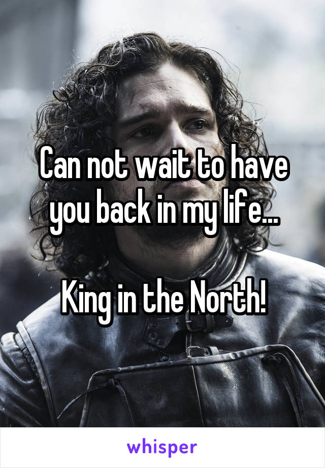 Can not wait to have you back in my life...

King in the North!