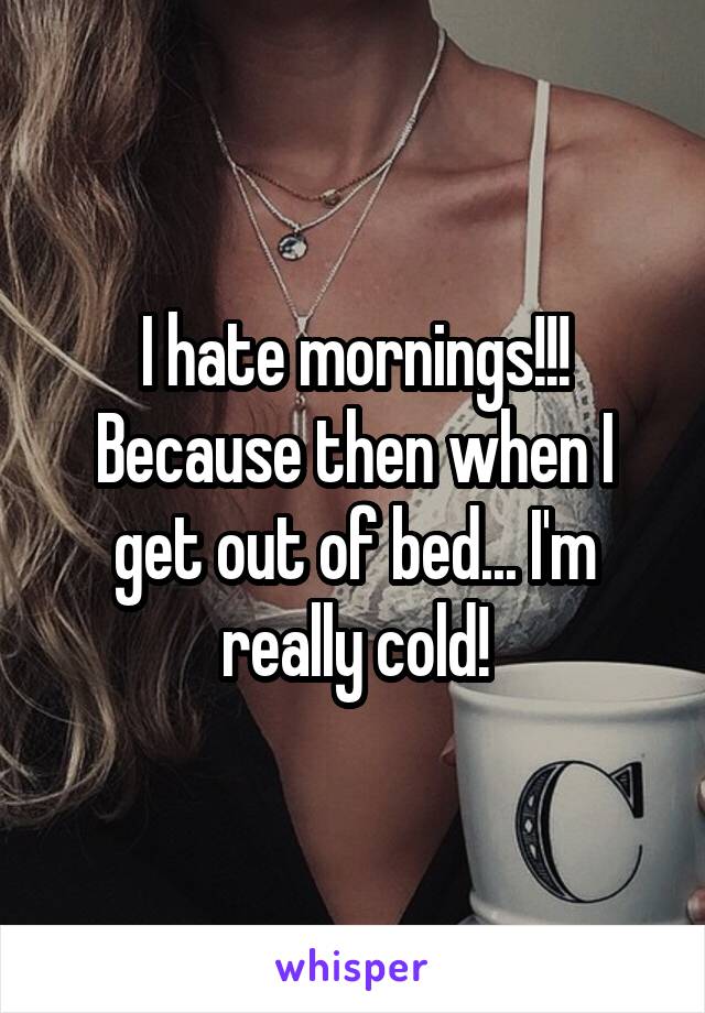 I hate mornings!!! Because then when I get out of bed... I'm really cold!