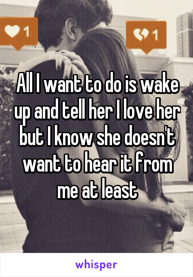 All I want to do is wake up and tell her I love her but I know she doesn't want to hear it from me at least