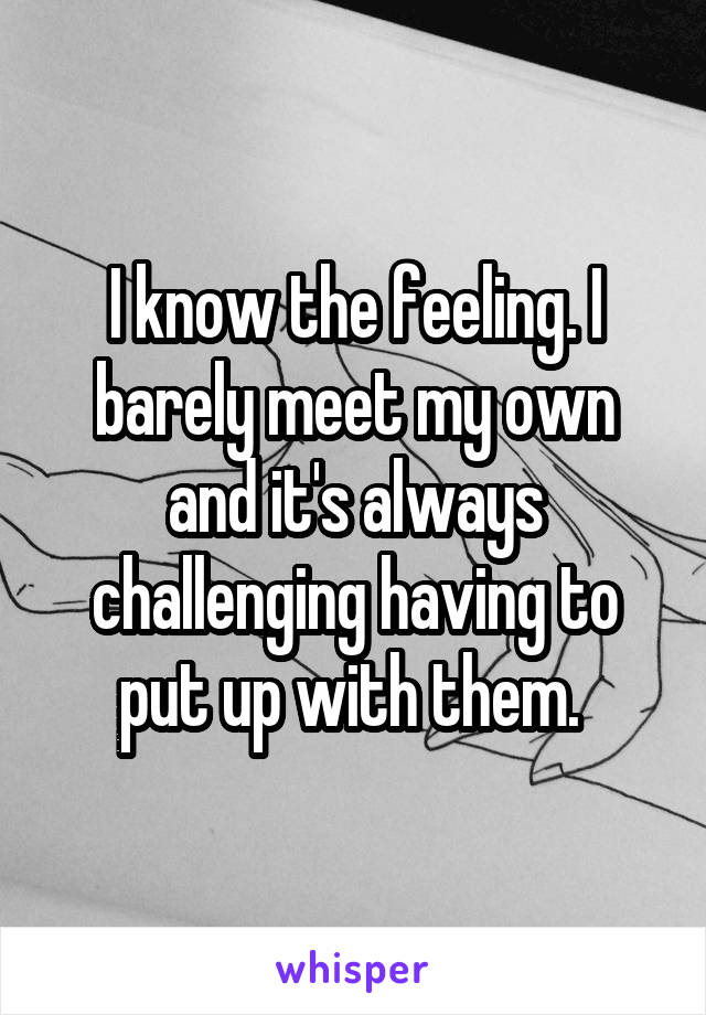 I know the feeling. I barely meet my own and it's always challenging having to put up with them. 