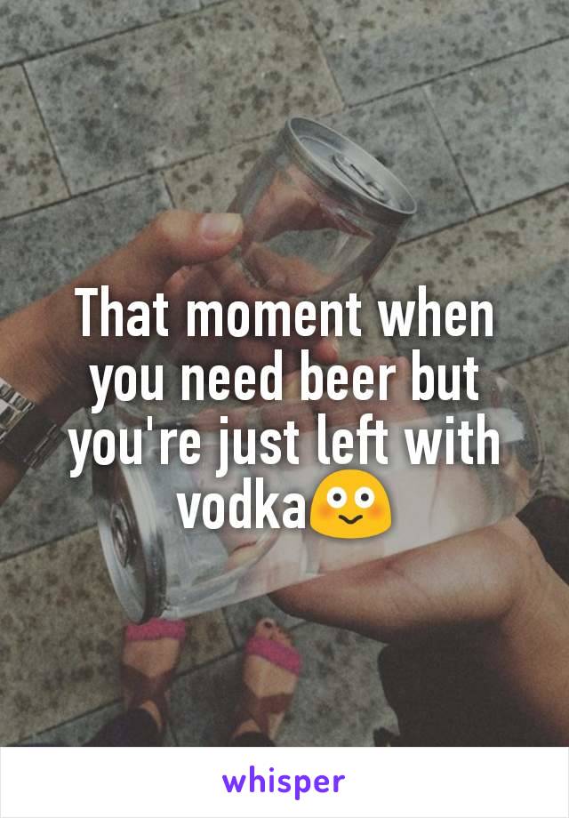 That moment when you need beer but you're just left with vodka😳