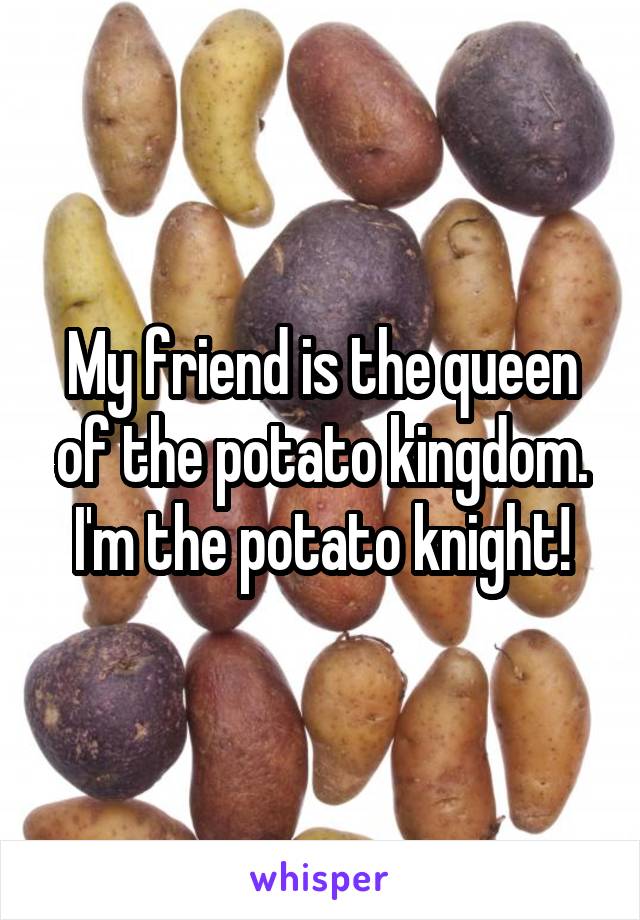 My friend is the queen of the potato kingdom. I'm the potato knight!