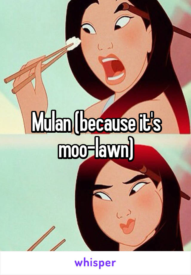 Mulan (because it's moo-lawn)