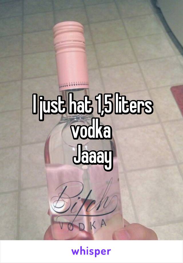 I just hat 1,5 liters vodka 
Jaaay