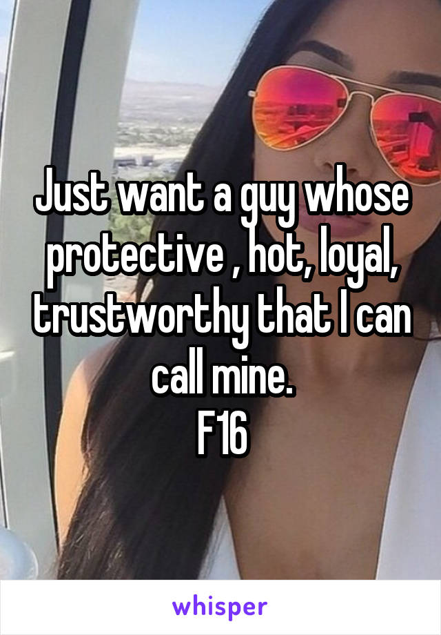 Just want a guy whose protective , hot, loyal, trustworthy that I can call mine.
F16