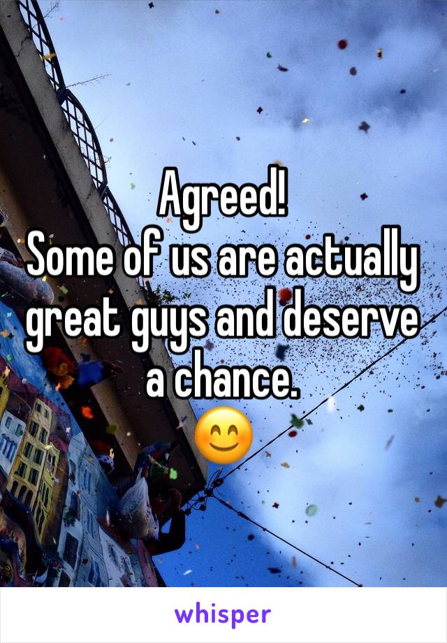 Agreed!
Some of us are actually great guys and deserve a chance.
😊