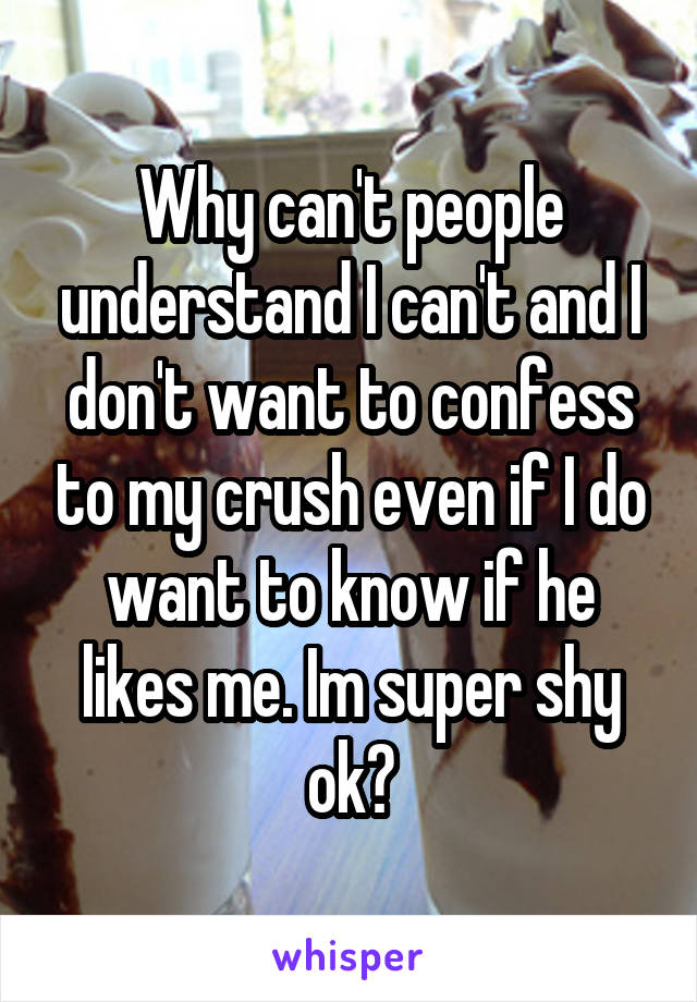 Why can't people understand I can't and I don't want to confess to my crush even if I do want to know if he likes me. Im super shy ok?