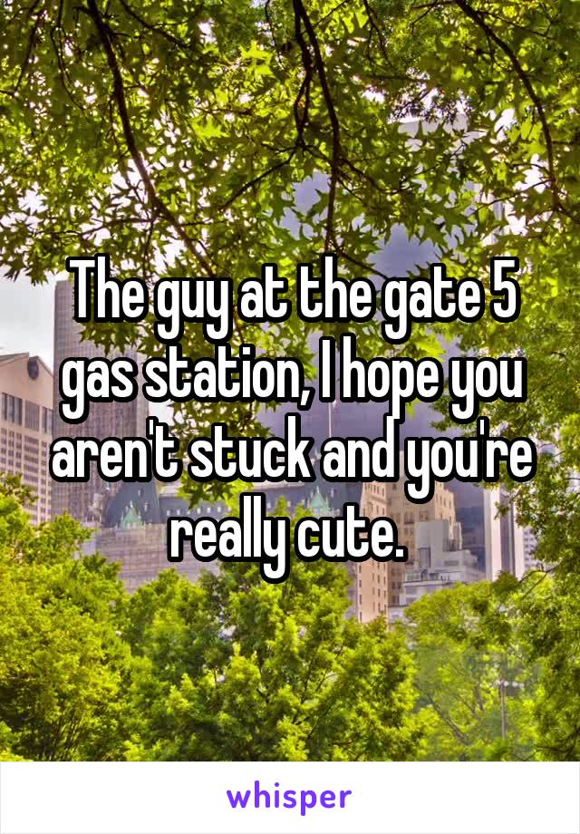 The guy at the gate 5 gas station, I hope you aren't stuck and you're really cute. 