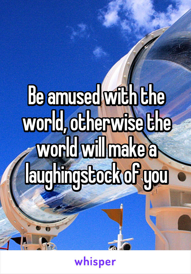 Be amused with the world, otherwise the world will make a laughingstock of you