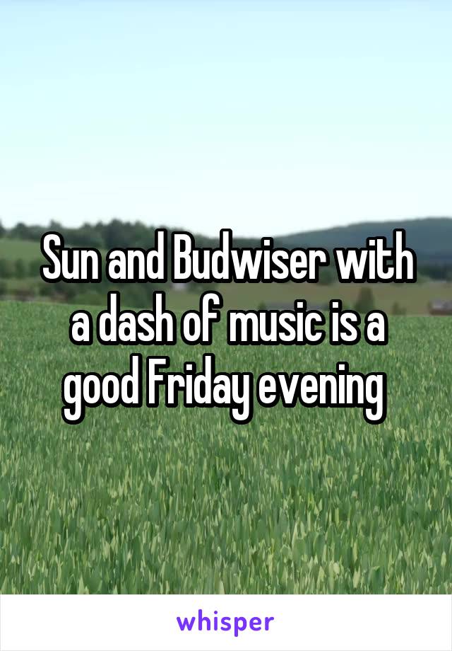 Sun and Budwiser with a dash of music is a good Friday evening 