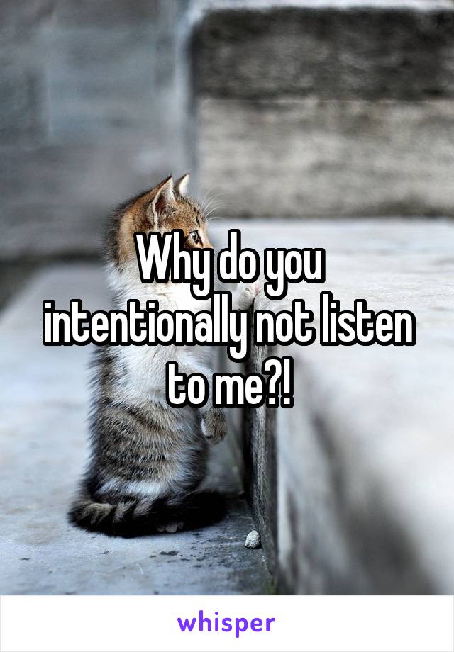 Why do you intentionally not listen to me?!