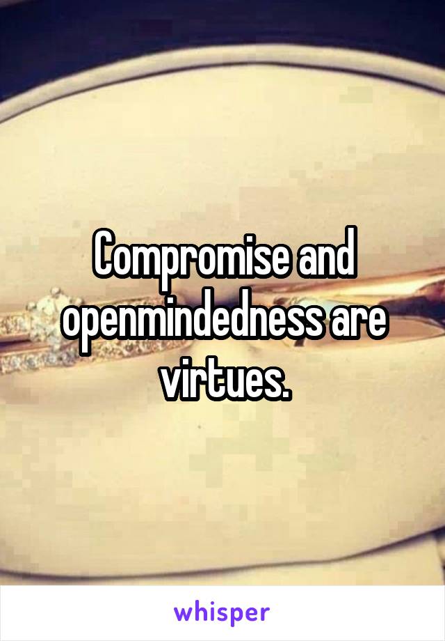 Compromise and openmindedness are virtues.