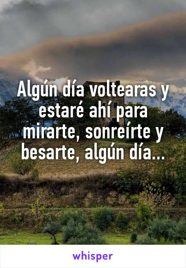 Algún día voltearas y estaré ahí para mirarte, sonreírte y besarte, algún día...