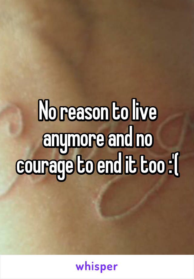 No reason to live anymore and no courage to end it too :'(